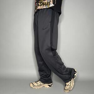 Vintage Y2K Nike Sweatpants Mens L Baggy Wide Leg Dark Grey Black Polyester